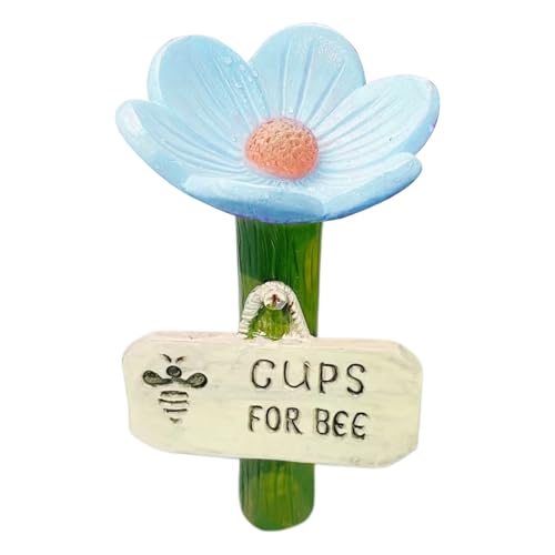 Nhujevkom -Bewässerungsstation für den Garten, Blumenförmige Bienenfutterstation, Trinkbecher – hygienische, bunte durstige Bestäuber, Futterbecher für Garten, Rasen, Terrasse, Bauernhof, Weg von Nhujevkom