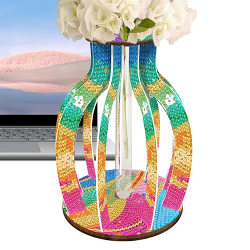 Nhujevkom Dekorative Vase, Mit Edelsteinen Besetzte Hohlkörper Blumenflasche, Bunte Innendekoration Vase Mit Ästhetischem Juwelendesign Und Handbemaltung Für Bücherregal, Fensterbank, Balkon, Zuhause, von Nhujevkom