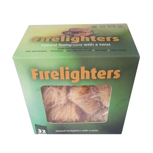 Nhujevkom Feuerstarter - 32 Stück Holzfeuerstarter | Wetterfeste Survival Ausrüstung für Camping Grillen Wandern Bergsteigen Kocher Outdoor Aktivitäten von Nhujevkom