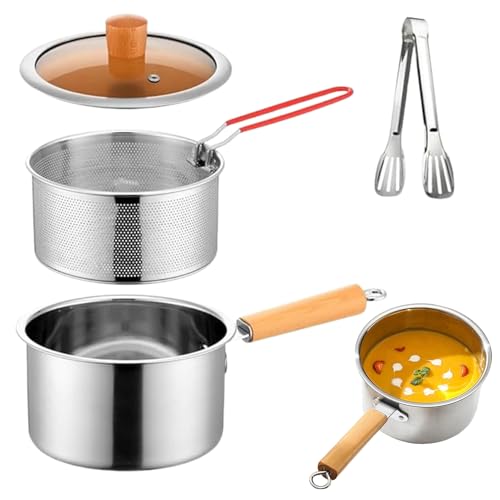 Nhujevkom Fritteusentopf | Outdoor Friteuse Mit Perforiertem Siebkorb Zum Frittieren - Edelstahl Kochsieb Für Fisch Hähnchen von Nhujevkom