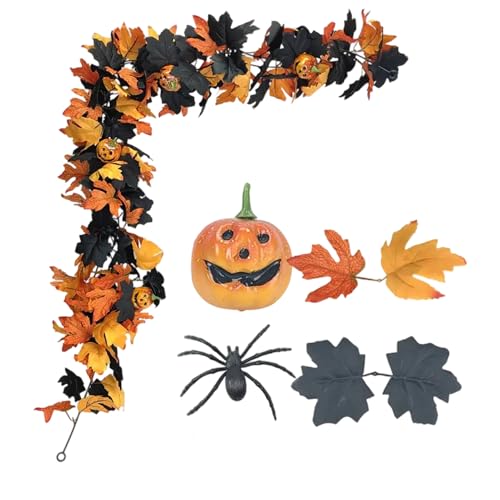 Nhujevkom Halloween Girlande Outdoor, Halloween Türgirlande Mit Kürbis, Vielseitige Biegsame Dekoration Für Kamin, Tür, Fenster, Tischdekoration Und Gartenbereich von Nhujevkom