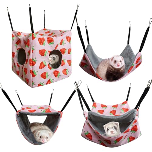 Nhujevkom Hamster Hängematte Bett - Atmungsaktives Frettchen Häuschen - Käfigzubehör Rutschfester Schlafplatz Für Hamster Eichhörnchen Und Chinchillas von Nhujevkom
