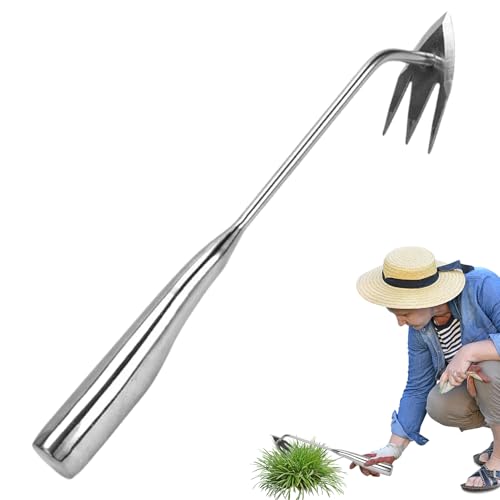 Nhujevkom Handjäter Werkzeug | Garten Unkrautentferner - Robustes 3-Zinken-Gerät Mit Ergonomischem Griff Für Blumenbeete, Gemüsegarten & Rasenfläche von Nhujevkom