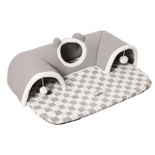 Nhujevkom Katzentunnel | Katzenspieltunnel Schlafplatz Kissen Nest - Interaktives Haustier Spielzeug Für Kleintiere Katzen Welpen Beschäftigung Wohnung Innenraum von Nhujevkom