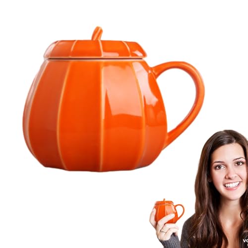Nhujevkom Kürbis Tasse - Halloween Becher - Keramik Trinkgefäß Deko Für Ernte Herbst Geburtstagsparty Geschenkidee Frauen Männer Freunde Familie von Nhujevkom