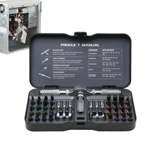 Nhujevkom Magnetisches Schraubendreher-Set, Multi-Bit-Ratschen-Schraubendreher-Set mit Aufbewahrungskoffer, hochfester Stahllegierung, Reparaturwerkzeug-Set für Möbelmontage, Fahrrad, Heimreparatur Nhujevkom Magnetisches Schraubendreher-Set, Multi-Bit-Ratschen-Schraubendreher-Set mit Aufbewahrungskoffer, hochfester Stahllegierung, Reparaturwerkzeug-Set für Möbelmontage, Fahrrad, Heimreparatur von Nhujevkom