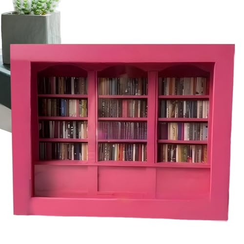 Nhujevkom Mini-Bücherregal – kleines Bücherregal, Fidget-Dekoration, literarische Holzstatue, beruhigendes Ornament für, Teenager, Mädchen, Erwachsene, Studenten, Buchliebhaber von Nhujevkom