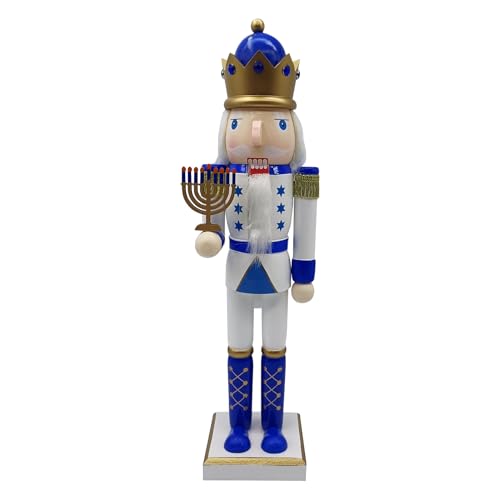 Nhujevkom Nussknacker-Ornamente aus Holz, Nussknacker, Hanukkah-Dekoration, weiß und blau, festliche Sammlerstück-Statue für Tisch, Arbeitsplatte, , Fenster, Theke Nhujevkom Nussknacker-Ornamente aus Holz, Nussknacker, Hanukkah-Dekoration, weiß und blau, festliche Sammlerstück-Statue für Tisch, Arbeitsplatte, , Fenster, Theke von Nhujevkom