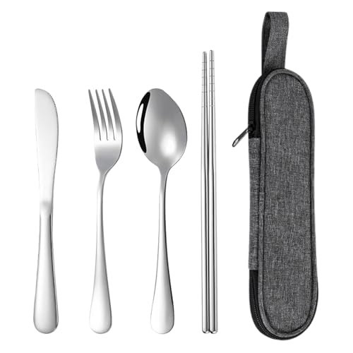 Nhujevkom Reisebesteck Set | Edelstahl Geschirr Set - Wasserdichtes Besteck für Schule Wohnheim Arbeitsplatz Küche Camping Rucksackreisen Outdoor College Picknick von Nhujevkom