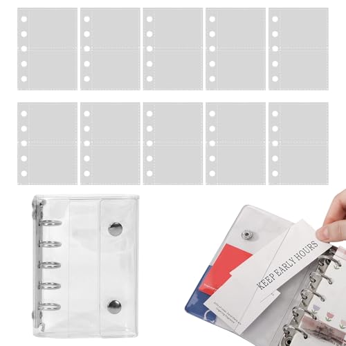 Nhujevkom Set Mit Loseblattpapier Und Durchsichtiger PVC Hülle Für 5-Ring-Ordner | Lose Blatt Liniertes Bindepapier 10 Seiten,Sammlung Für Basteln Flugreise Scrapbooking Geburtstag von Nhujevkom