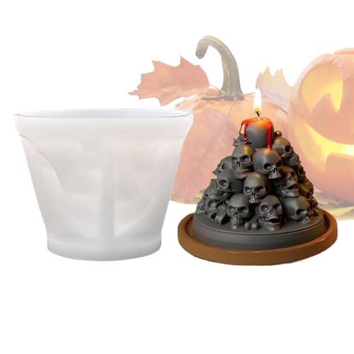 Nhujevkom Silikon Halloween Schädelform,Handgemachte Schädelberg Kerzenform | Halloween Wohnzimmer Küche Bad Schlafzimmer Zentrumstück für Partys von Nhujevkom
