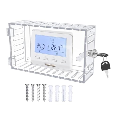 Nhujevkom Thermostatbox Mit Sicherung - Klare Klimaanlage Thermostat Abdeckung Mit Schloss,Schutzbox Für Thermostat In Wohnmobil Wandsteckdose Garage Auto Industriestandort von Nhujevkom