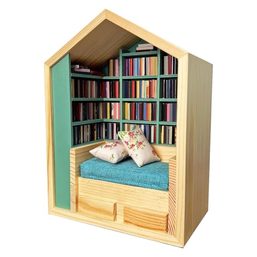Nhujevkom Tiny Bookshelf - Stressabbau Mini Bücherschrank - Miniatur Haus mit 200 Büchern und 2 Kissen für Kinder und Erwachsene Wohnheim Reisen Wohnzimmer Nachttisch Schlafzimmer Schreibtisch Nhujevkom Tiny Bookshelf - Stressabbau Mini Bücherschrank - Miniatur Haus mit 200 Büchern und 2 Kissen für Kinder und Erwachsene Wohnheim Reisen Wohnzimmer Nachttisch Schlafzimmer Schreibtisch von Nhujevkom
