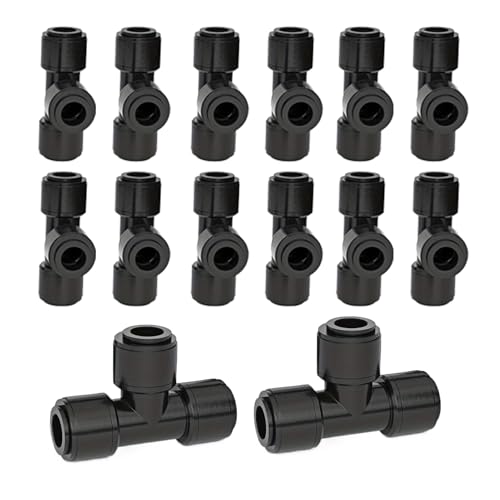 Nhujevkom Tropfbewässerung T-Stücke 6 mm | T-Verbinder 1/4 Zoll Bewasserungsschlauch | Doppelte Dichtung Mit Schnellverschluss Schlauchverbinder Für Obstbewässerung Pflanzbeete Rasen von Nhujevkom
