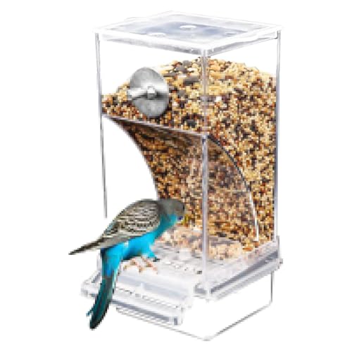 Nhujevkom Vogelfutterhaus Mit Käfigstil - Acryl Auslaufsicherer Wellensittich-Futterautomat - Haustierzubehör Für Balkon Garten Innenhof Terrasse Zur Vogelbeobachtung Draußen Und Drinnen von Nhujevkom