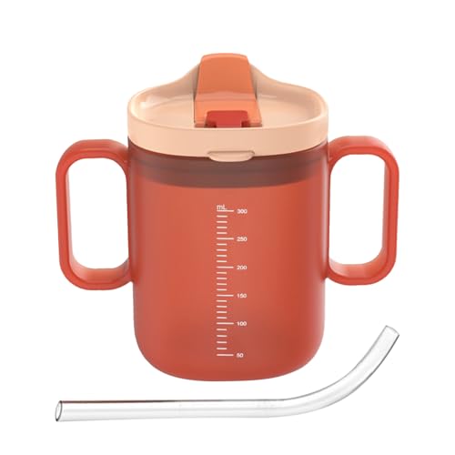 Nhujevkom Wasserbecher für ältere Menschen, 300 ml Wasserbecher mit Griffen, Trinkflasche, Füttern mit Deckel und Strohhalm, für Patienten, ältere Menschen, Mutterschaft, Behinderte von Nhujevkom