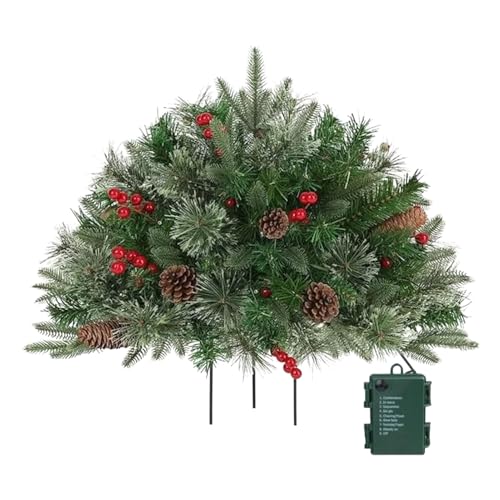 Nhujevkom Weihnachten Urnenfüller Outdoor | Beleuchteter künstlicher Weihnachtsurnenfüller mit Stativpfahl | Urlaubsdekoration für Familientreffen Garten Blumenbeete von Nhujevkom