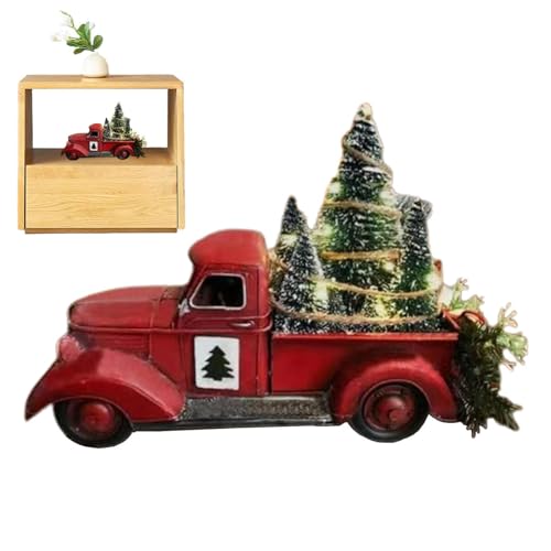 Nhujevkom Weihnachtsschmuck für Baum-Pickup, LKW, 3D, Weihnachtsfahrzeug-Ornamente, Kunstharz-Lichterkette, festliche Dekoration für Innenbereich, Versammlungen, Zuhause, Festival, Party von Nhujevkom