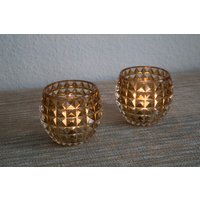Set Windlicht Teelichtglas Kristallglas Diamantstruktur 10 cm // Lantern Tea Light Glass Crystal Diamond Structure 3, 93 In von NiDAesclusivo