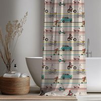 Duschvorhang Hunde Retro Muster - Lustiger Badvorhang Für Kinderbad, Tiermotiv Badezimmer Deko, Boho Vintage Stil, Auf Rollern & Autos Duschvorhang Hunde Retro Muster - Lustiger Badvorhang Für Kinderbad, Tiermotiv Badezimmer Deko, Boho Vintage Stil, Auf Rollern & Autos von NiHisWelt