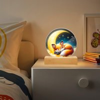 Fuchs Lampe Nachtlicht, Led Kinderzimmer Mond & Sternen, Boho Schlaflicht Geschenk Zur Geburt Baby Taufe, Holzfuß Deko Im Tiermotiv Fuchs Lampe Nachtlicht, Led Kinderzimmer Mond & Sternen, Boho Schlaflicht Geschenk Zur Geburt Baby Taufe, Holzfuß Deko Im Tiermotiv von NiHisWelt