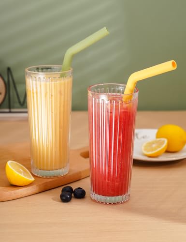 NiHome 2-Pack 530ml Geriffelte Trinkgläser mit Silikonstrohhalm NiHome 2-Pack 530ml Geriffelte Trinkgläser mit Silikonstrohhalm von NiHome