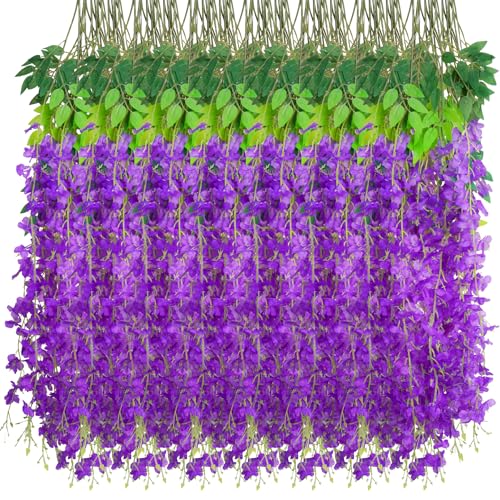 NiHome 48 Stück Lila Wisteria Girlande Kunstblumen Hängend(Lila) von NiHome