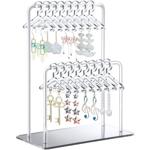 NiHome Acryl-Ohrringhalter mit einzigartigem zweistufigem Design, niedliche Miniatur-Kleiderbügel mit geräumigem Stauraum für 48 Paar, Spiegel-Display für Heim Waschtisch & Einzelhandel NiHome Acryl-Ohrringhalter mit einzigartigem zweistufigem Design, niedliche Miniatur-Kleiderbügel mit geräumigem Stauraum für 48 Paar, Spiegel-Display für Heim Waschtisch & Einzelhandel von NiHome