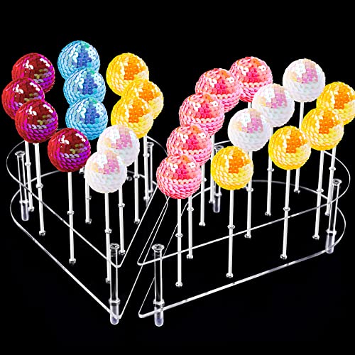 NiHome Cake-Pop-Ständer, nicht klebend, 24 Löcher, Acryl, Cakepopsical Ständer für Hochzeit, Geburtstag, Party, Feier, herzförmig von NiHome