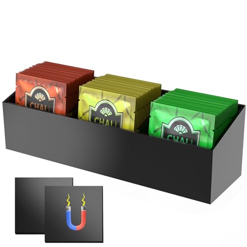 NiHome Magnetischer Teebeutel-Organizer aus Acryl Teebox mit 3 Fächern, vielseitige Aufbewahrungslösung für Tee Aufbewahrung, langlebiges, schlankes Design mit kompakter von NiHome