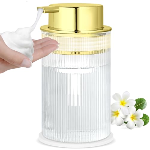 NiHome Multifunktionaler Handseifenspender aus Glas mit elegantem Streifenmuster, hohe Kapazität, einfach zu befüllen für den privaten und gewerblichen Gebrauch, fortschrittliche Schaumpumpe und von NiHome