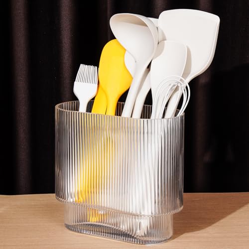 NiHome Küchenutensilienhalter aus Glas, Groß und Platzsparend für Küchentheke, Vertikales Streifendesign, Spülmaschinenfest, Ideal für die Aufbewahrung von Kochlöffeln und Küchenutensilien. NiHome Küchenutensilienhalter aus Glas, Groß und Platzsparend für Küchentheke, Vertikales Streifendesign, Spülmaschinenfest, Ideal für die Aufbewahrung von Kochlöffeln und Küchenutensilien. von NiHome