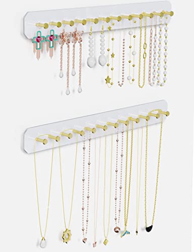 NiHome Wandmontierter Acryl-Schmuck-Organizer, 2er-Pack, langlebig, schlankes Regal, starke Karbonstahlhaken für Schminktisch, Badezimmer, Küche, problemlose Installation, mehrere Montageoptionen von NiHome