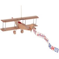 Personalisiertes Holzflugzeug Mit Glückwunschbanner. Doppeldecker Aus Buche Zum Aufhängen Geburtstag. Dekoratives Hängendes Flugzeug. Für Ihn von NiKiTinSouvenirs