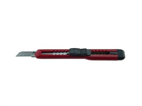 Mini Profi Cuttermesser Cutter Messer Abbrechmesser 9 mm Klingenbreite mit Metallschiene rot von NiNeKa
