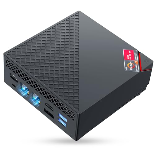 NiPoGi AM06 PRO Mini PC 32GB DDR5 RAM, АMD Ryzen 7 6800H(8C/16T, bis zu 4,7 GHz), 512GB M.2 NVMe SSD Mini Desktop Computer WiFi 6, Dual LAN, 4K Triple Display Micro-PC mit VESA für Schule/Büro/HTPC von NiPoGi