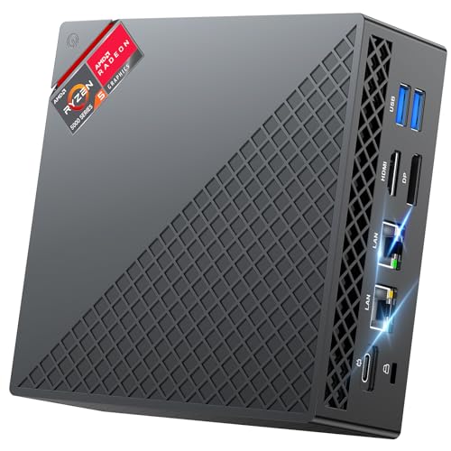 NiPoGi AM06 PRO Mini PC 32GB RAM, AMD Ryzen 5 5500U (6C/12T, bis zu 4,0GHz) Mini PC Dual LAN, 512GB M.2 NVMe SSD Mini Desktop Computer, 4K UHD Triple Display/WiFi 5/BT 4.2 für Spiele/Büro/HTPC. von NiPoGi