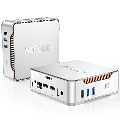 NiPoGi GK3 Plus Mini PC 1024 GB (1 TB) M.2 SSD, Ιntel Alder Lake-N95(bis zu 3,40 GHz), 16 GB DDR4 Mini Computer, unterstützt 2,5" SATA SSD, 2xHMDI+VGA 4K Triple Display für Schule/zu Hause/Büro von NiPoGi