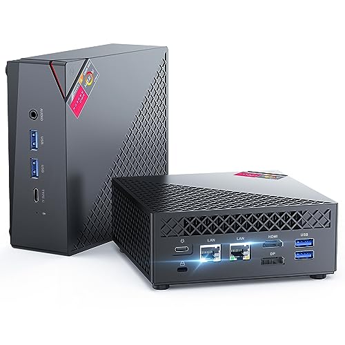 NiPoGi AM06 PRO Mini PC Dual LAN, AMD Ryzen 5 5500U (6C/12T, bis zu 4,0 GHz), 16 GB DDR4 512 GB M.2 SSD Mini Desktop Computer, HDMI+DP+Typ-C 4K UHD Triple Display/WiFi 5 /BT 4.2 für Spiele/Büro/HTPC von NiPoGi