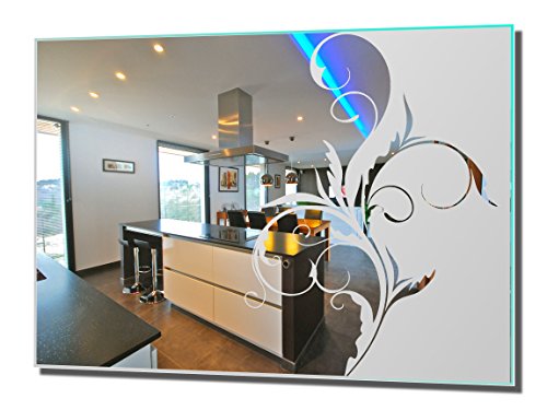 NiTec Olbernhau Motivspiegel Ranke 1 Wohnraumspiegel Spiegel mit Gravur Wandbild Deko (60x45cm) von NiTec Olbernhau