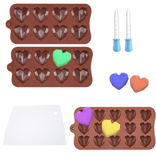 Niaciswe 3D Diamant Herz Schokoladenformen 2 Stück 8-Kavität Silikon Herzform Schokoladenformen und 15-Kavität Herz Silikonform Diamant Silikonform Herz, mit Tropfer und Spatel Zum Backen Käsekuchen Niaciswe 3D Diamant Herz Schokoladenformen 2 Stück 8-Kavität Silikon Herzform Schokoladenformen und 15-Kavität Herz Silikonform Diamant Silikonform Herz, mit Tropfer und Spatel Zum Backen Käsekuchen von Niaciswe