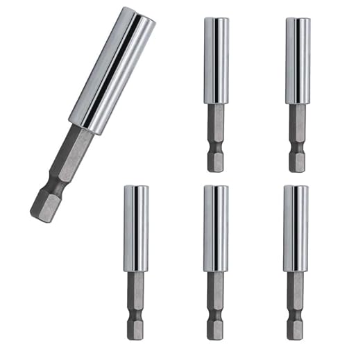 Niaciswe 6 Stück Bithalter Magnetisch Schnellwechsel Bithalter 1/4'' 60mm Bithalter Set Starke Magnetisch Bithalter Verlängerung Bohrerbitbefestigung für Schlagschrauber Gewindeschraube Bohrmaschine von Niaciswe