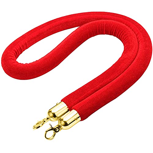 Niaciswe Absperrseil aus Samt 1 Stück Absperrkordel Crowd Control Seil Absperrseil Rot Rundvelours Samt Seil Personen Personenleitsystem Absperrband mit Gold Karabinerhaken für Warteschlange von Niaciswe