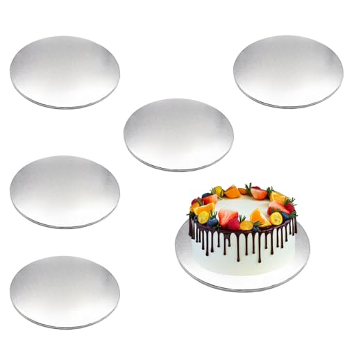 Niaciswe Cake Board 6 Stück Tortenunterlage Unterplatten Cake Drum Tortenplatten Beschichtete Cake Boards Cakeboard Rund Torten Unterplatten Unterlagen für Transport Kuchen und Torten (Silber) von Niaciswe