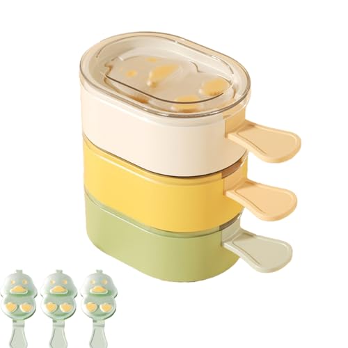 Niaciswe Enten Eisformen Silikon 3PCS Eisformen (Gelb & Grün & Weiß) am Stiel Wiederverwendbare Formen mit Deckel PBA-frei Wiederverwendbare DIY Eis Selber Machen Eisformen Spülmaschinenfest von Niaciswe