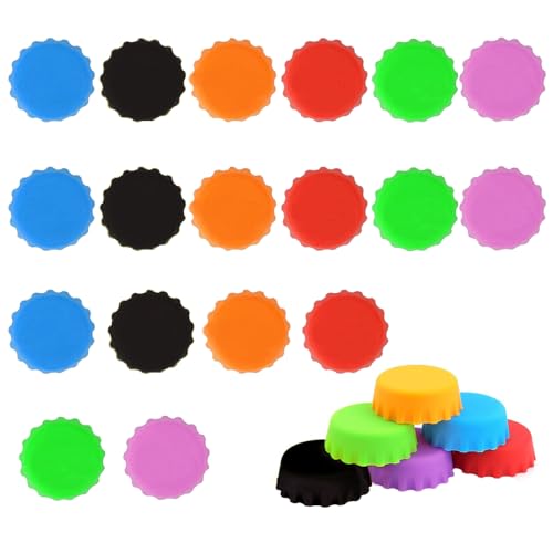 Niaciswe Kronkorken Verschluss Silikondeckel 24 Stücke Silikon Kronkorken Verschluss Flaschenverschluss Bunt Silikon Kronkorken Flaschen Deckel Verschluss Bierflaschenverschlüsse aus Silikon für Bier von Niaciswe