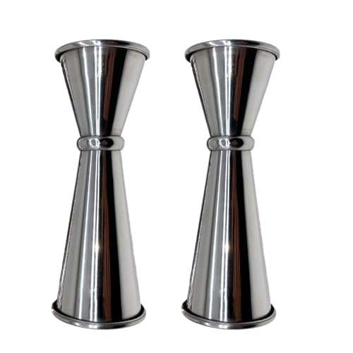 Niaciswe Messbecher 2stüke Barmaß 1OZ / 2OZ (30/60ml) Doppelmaß mit Skala Cocktailmessbecher Cocktail Jigger Doppelmaß Edelstahl poliert Schnaps Ausgiesser Barbecher für Bars Party DIY Getränke von Niaciswe