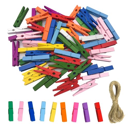 Niaciswe Mini Farbige Holz Holzklammern 100 Stück Bunte Holzklammern Klein Mini-Bastel-Fotoklammern Miniklammern farbige Holz-Wäscheklammern Mini Wäscheklammern Mini Zierklammern mit 10m Juteschnur Niaciswe Mini Farbige Holz Holzklammern 100 Stück Bunte Holzklammern Klein Mini-Bastel-Fotoklammern Miniklammern farbige Holz-Wäscheklammern Mini Wäscheklammern Mini Zierklammern mit 10m Juteschnur von Niaciswe