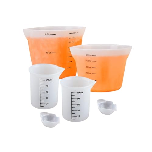 Niaciswe Mit Skala Clear Silikon Becher Set 6 Stück Silikon Messbecher Silicone Measuring Cups Silikonbecher Silikon Messbecher Krüge Mischbecher mit Skala Wiederverwendbare Silikon Messbecher Set von Niaciswe
