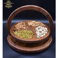 Trockenfrüchte Korb Aus Echt Holz Faltbar Servierkorb Mit 4 Fächern von NiamaHandwerk
